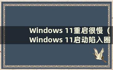 Windows 11重启很慢（Windows 11启动陷入圈圈）